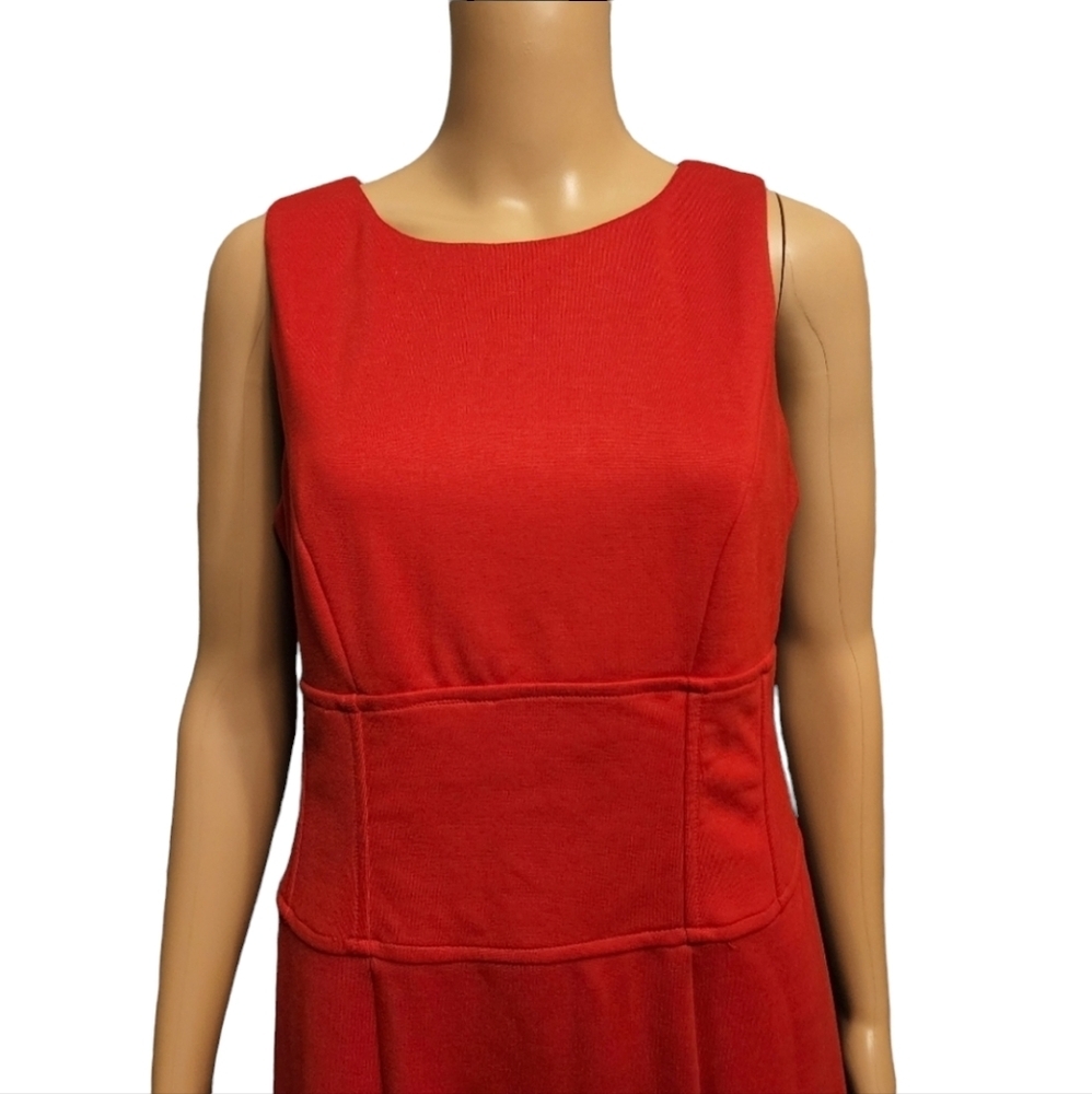 Adrienne Vittadini Red Sleeveless Midi Dress Size 8 - Picture 2 of 10